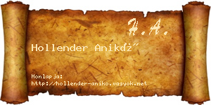 Hollender Anikó névjegykártya